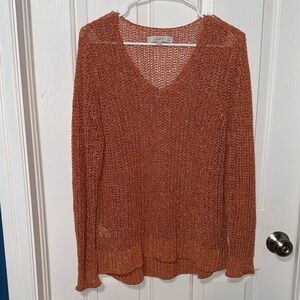 LOFT Women's Rust V-Neck Sweater